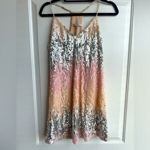 Lavender Brown Ombré sequin mini cocktail dress